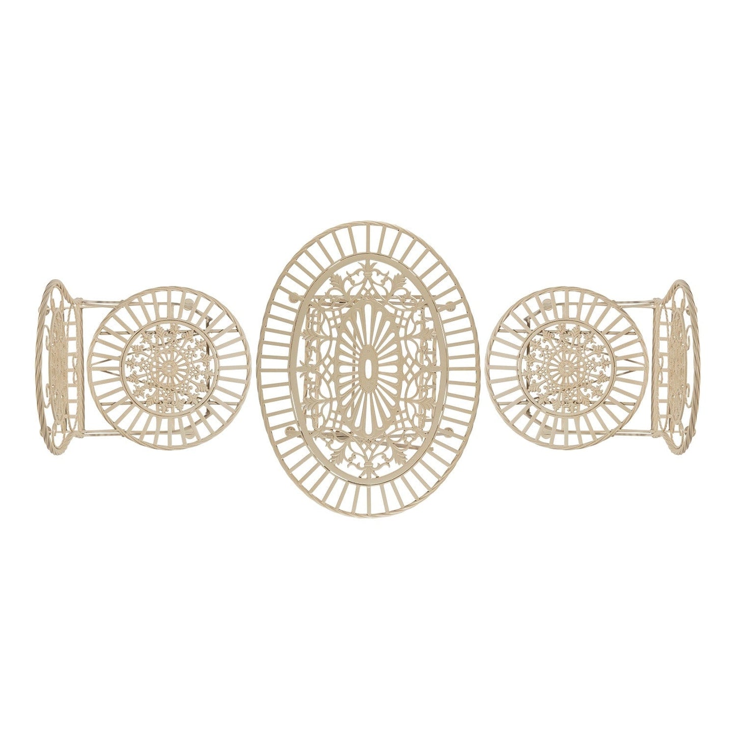 Alpine Corporation Set da bistrot da interno/esterno, 3 pezzi, tavolo pieghevole e sedie, posti a sedere per patio, bianco