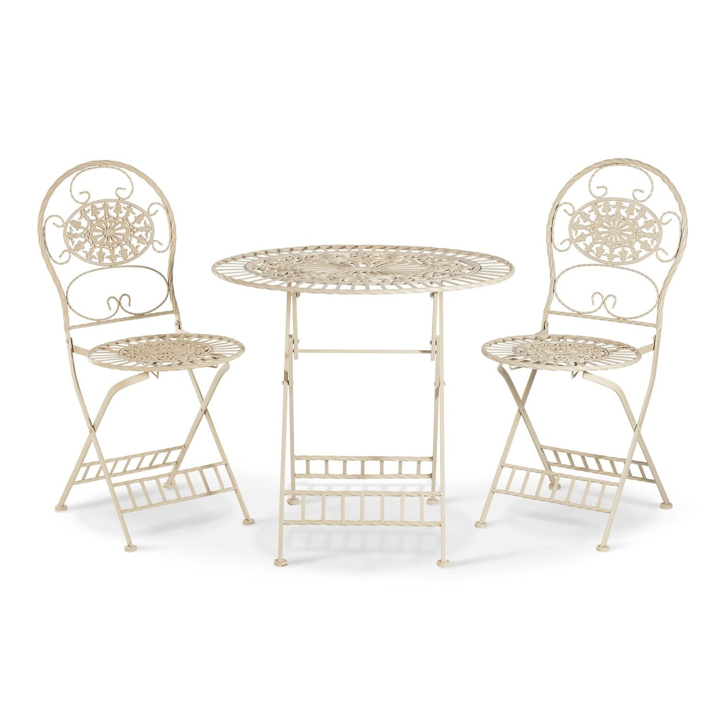 Alpine Corporation Set da bistrot da interno/esterno, 3 pezzi, tavolo pieghevole e sedie, posti a sedere per patio, bianco