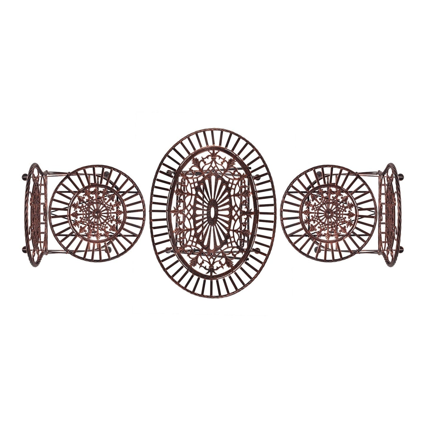 Alpine Corporation Set da bistrot ovale da interno/esterno, 3 pezzi, tavolo pieghevole e sedie, posti a sedere per patio, bronzo