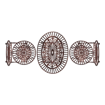 Alpine Corporation Set da bistrot ovale da interno/esterno, 3 pezzi, tavolo pieghevole e sedie, posti a sedere per patio, bronzo