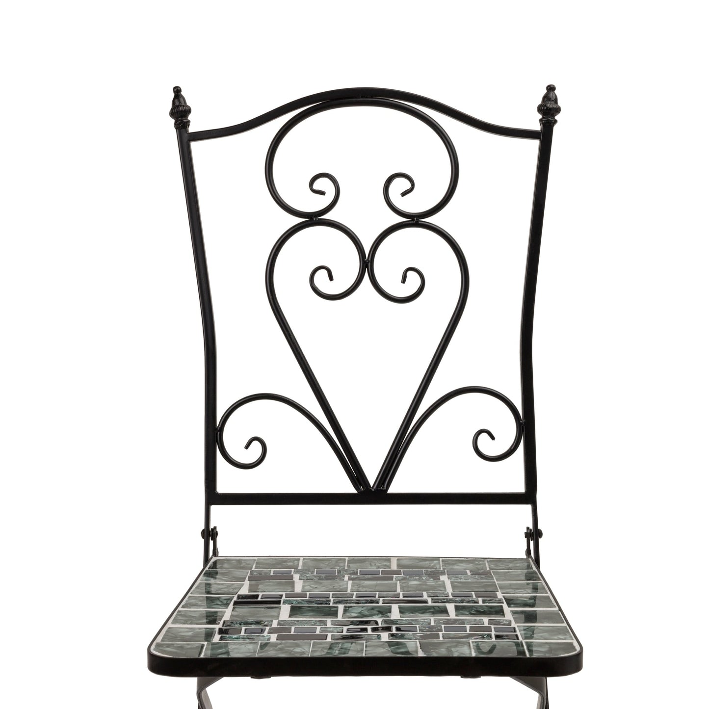 Set da bistrot da 3 pezzi per interni/esterni con mosaico in vetro marmorizzato Alpine Corporation, tavolo pieghevole e sedie, sedute per patio