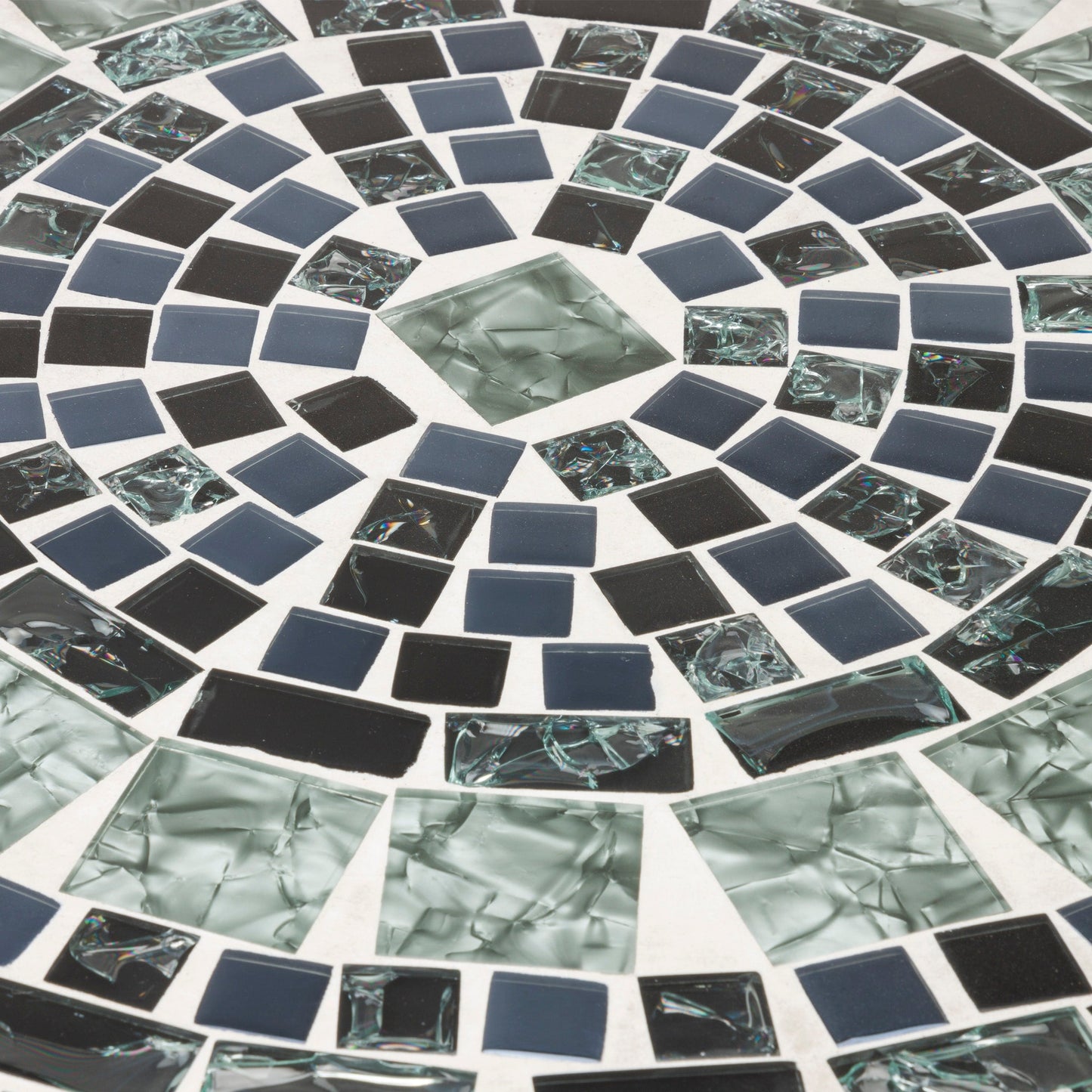 Set da bistrot da 3 pezzi per interni/esterni con mosaico in vetro marmorizzato Alpine Corporation, tavolo pieghevole e sedie, sedute per patio