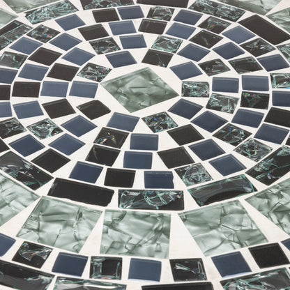 Set da bistrot da 3 pezzi per interni/esterni con mosaico in vetro marmorizzato Alpine Corporation, tavolo pieghevole e sedie, sedute per patio