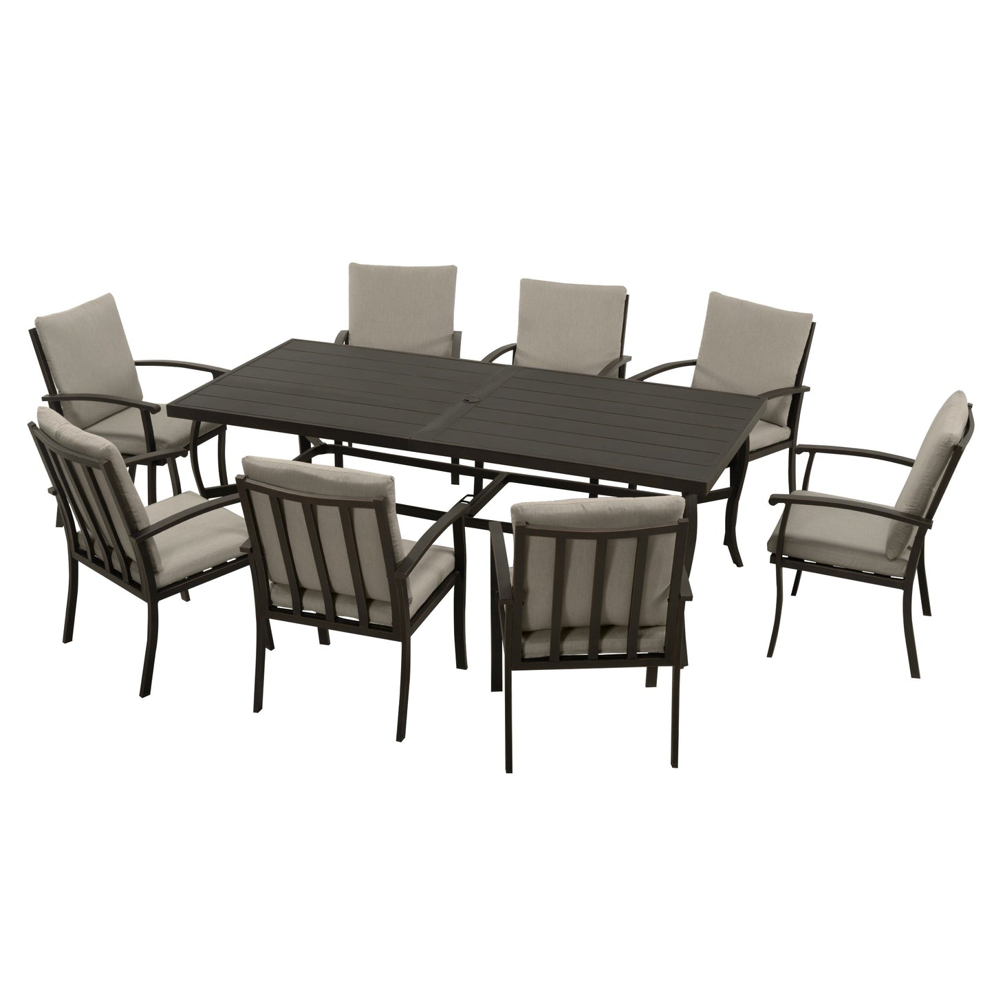 Set da pranzo per patio in alluminio EGEIROS LIFE AluLux da 9 pezzi con cuscini lavabili