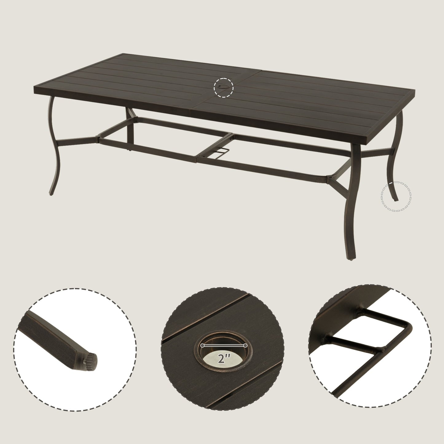 Set da pranzo per patio in alluminio EGEIROS LIFE AluLux da 9 pezzi con cuscini lavabili