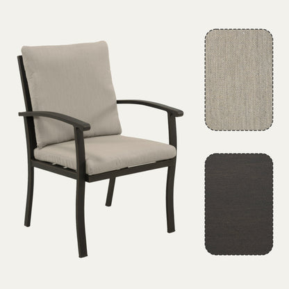 Set da pranzo per patio in alluminio EGEIROS LIFE AluLux da 9 pezzi con cuscini lavabili