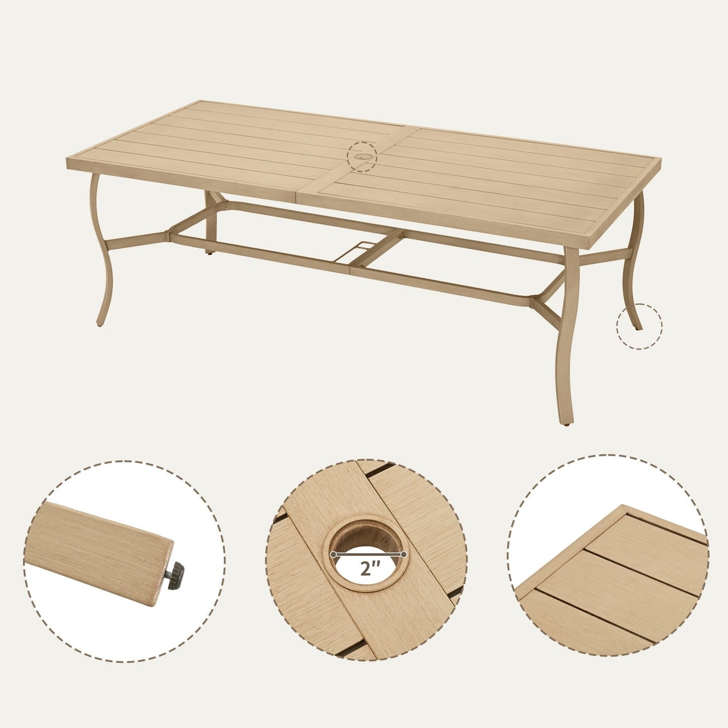 Set da pranzo per patio in alluminio EGEIROS LIFE AluLux da 9 pezzi con cuscini lavabili