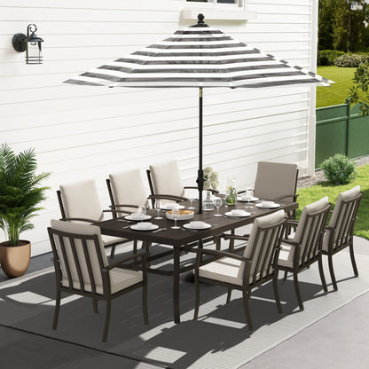 Set da pranzo per patio in alluminio EGEIROS LIFE AluLux da 9 pezzi con cuscini lavabili