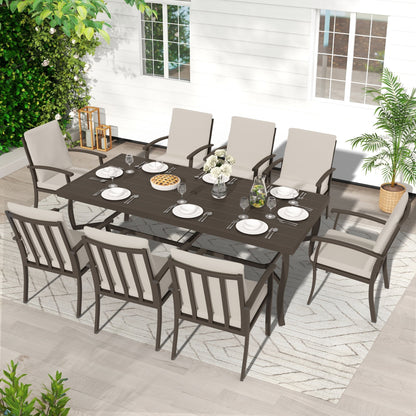 Set da pranzo per patio in alluminio EGEIROS LIFE AluLux da 9 pezzi con cuscini lavabili