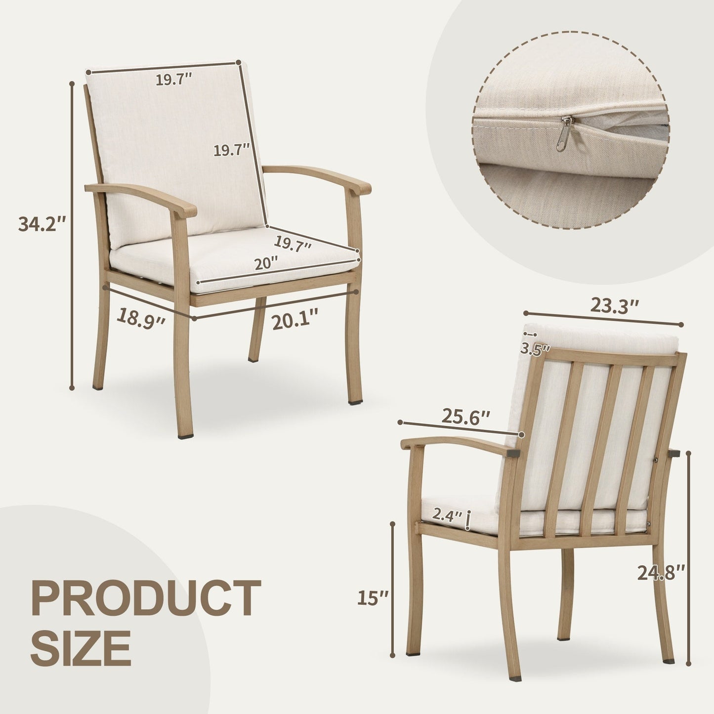 Set da pranzo per patio in alluminio EGEIROS LIFE AluLux da 9 pezzi con cuscini lavabili