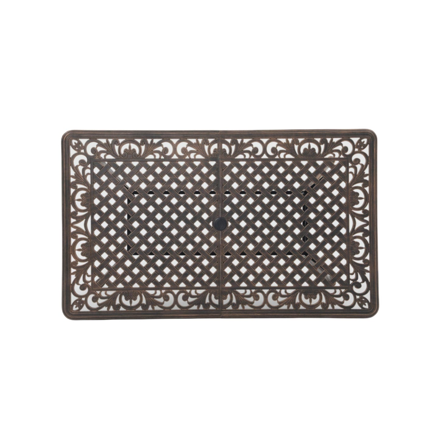 Set da pranzo rettangolare da esterno in alluminio da 9 pezzi con cuscini e foro per ombrellone