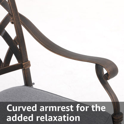 Set da pranzo rettangolare da esterno in alluminio da 9 pezzi con cuscini e foro per ombrellone