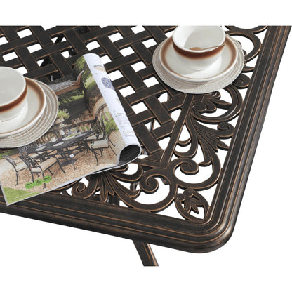 Set da pranzo rettangolare da esterno in alluminio da 9 pezzi con cuscini e foro per ombrellone