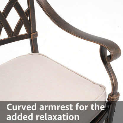 Set da pranzo rettangolare da esterno in alluminio da 9 pezzi con cuscini e foro per ombrellone