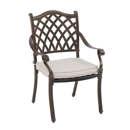 Set da pranzo rettangolare da esterno in alluminio da 9 pezzi con cuscini e foro per ombrellone