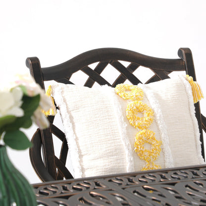 Set da pranzo rettangolare da esterno in alluminio da 9 pezzi con cuscini e foro per ombrellone