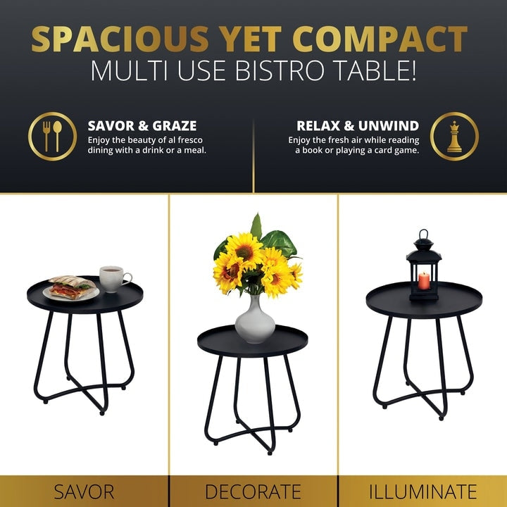 Kinger Home Olive - Set da 3 pezzi con tavolo da bistrot da giardino e sedie in vimini - N/D