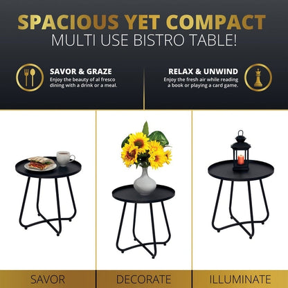 Kinger Home Olive - Set da 3 pezzi con tavolo da bistrot da giardino e sedie in vimini - N/D