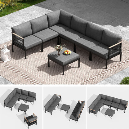 Set di mobili da giardino in alluminio da 6/7/8 pezzi, set di divani componibili per esterni moderni