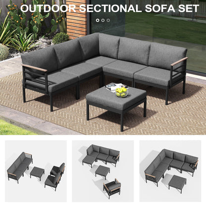 Set di mobili da giardino in alluminio da 6/7/8 pezzi, set di divani componibili per esterni moderni