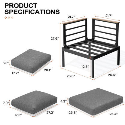 Set di mobili da giardino in alluminio da 6/7/8 pezzi, set di divani componibili per esterni moderni
