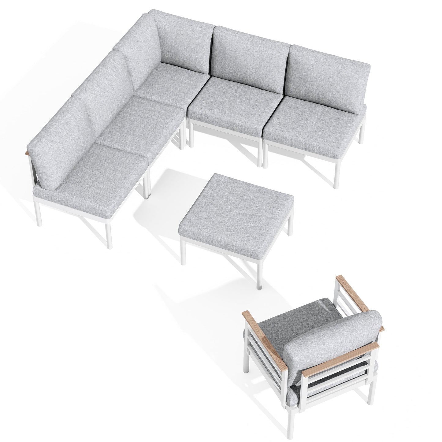 Set di mobili da giardino in alluminio da 6/7/8 pezzi, set di divani componibili per esterni moderni