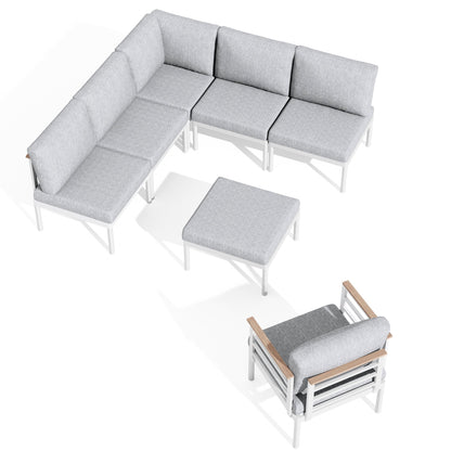 Set di mobili da giardino in alluminio da 6/7/8 pezzi, set di divani componibili per esterni moderni