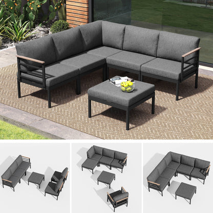 Set di mobili da giardino in alluminio da 6/7/8 pezzi, set di divani componibili per esterni moderni