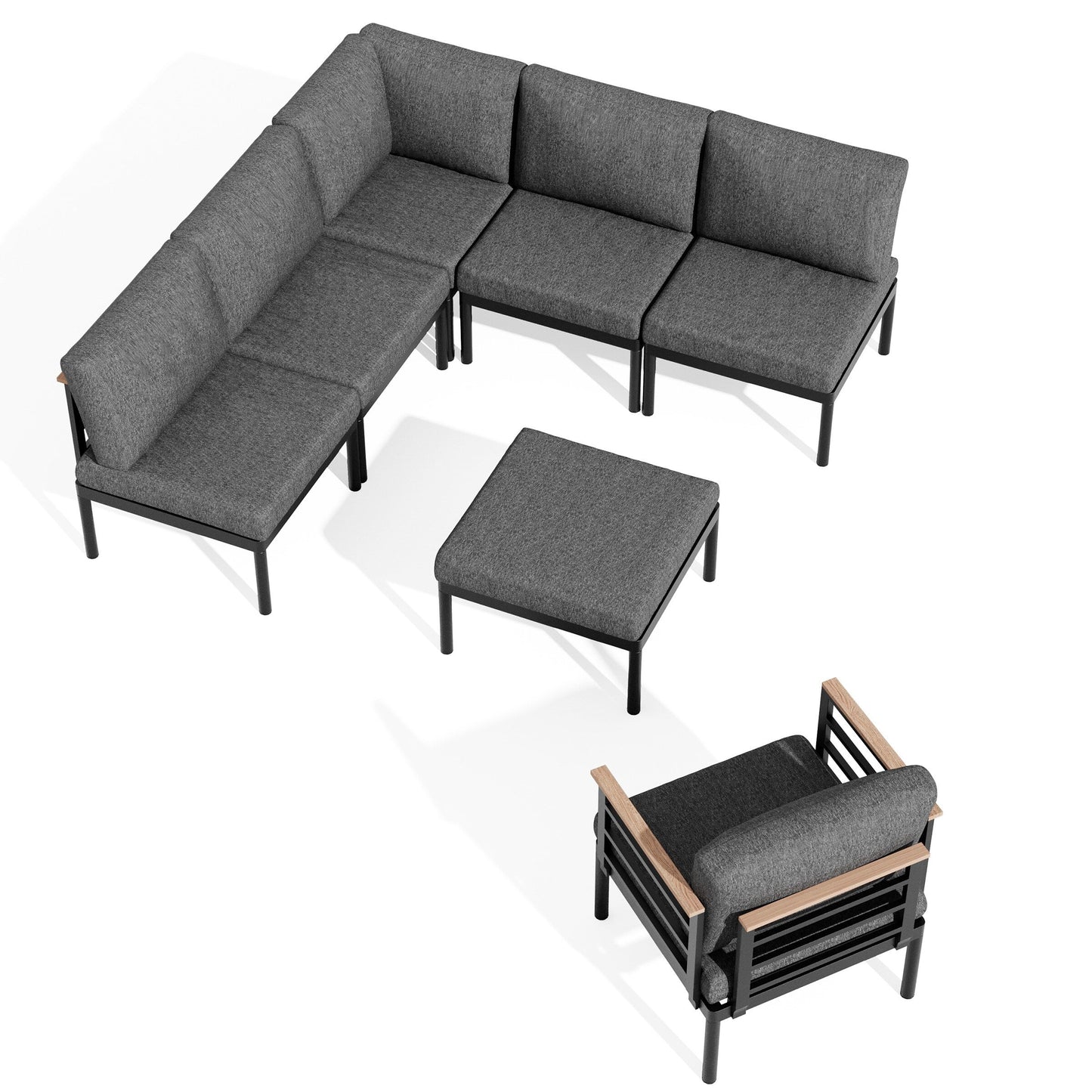 Set di mobili da giardino in alluminio da 6/7/8 pezzi, set di divani componibili per esterni moderni