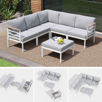 Set di mobili da giardino in alluminio da 6/7/8 pezzi, set di divani componibili per esterni moderni