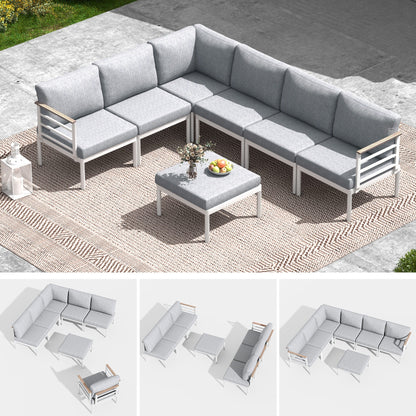 Set di mobili da giardino in alluminio da 6/7/8 pezzi, set di divani componibili per esterni moderni