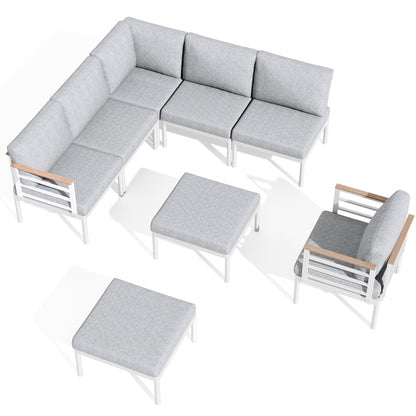 Set di mobili da giardino in alluminio da 6/7/8 pezzi, set di divani componibili per esterni moderni