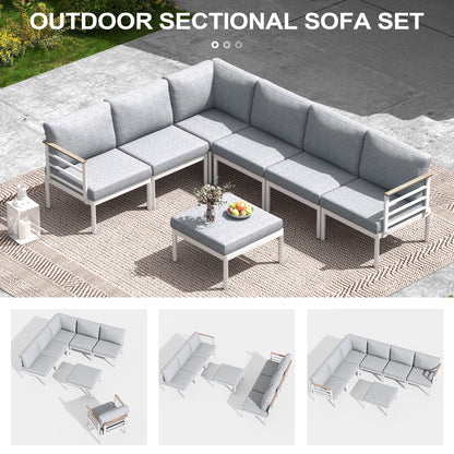 Set di mobili da giardino in alluminio da 6/7/8 pezzi, set di divani componibili per esterni moderni