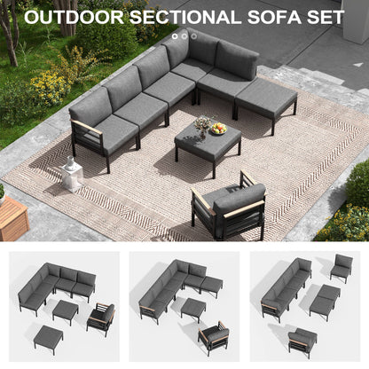 Set di mobili da giardino in alluminio da 6/7/8 pezzi, set di divani componibili per esterni moderni
