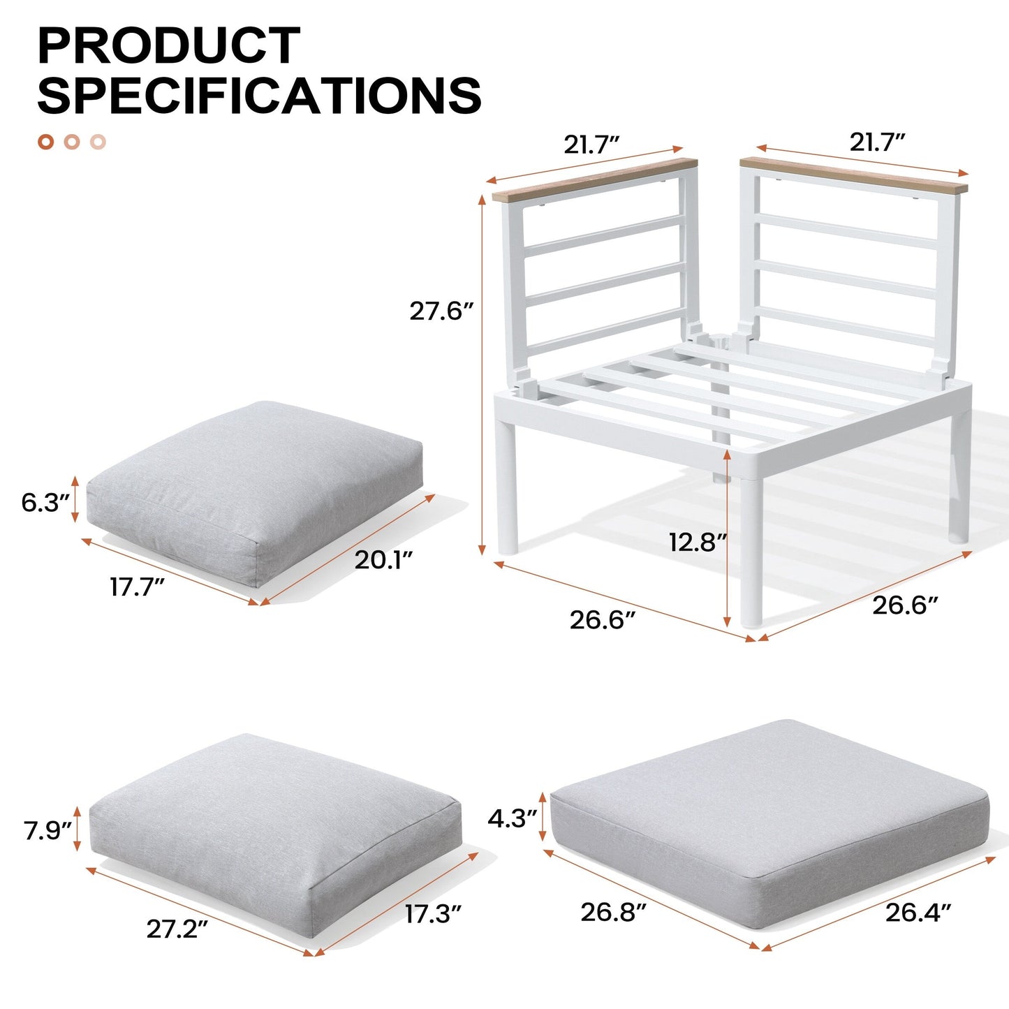 Set di mobili da giardino in alluminio da 6/7/8 pezzi, set di divani componibili per esterni moderni