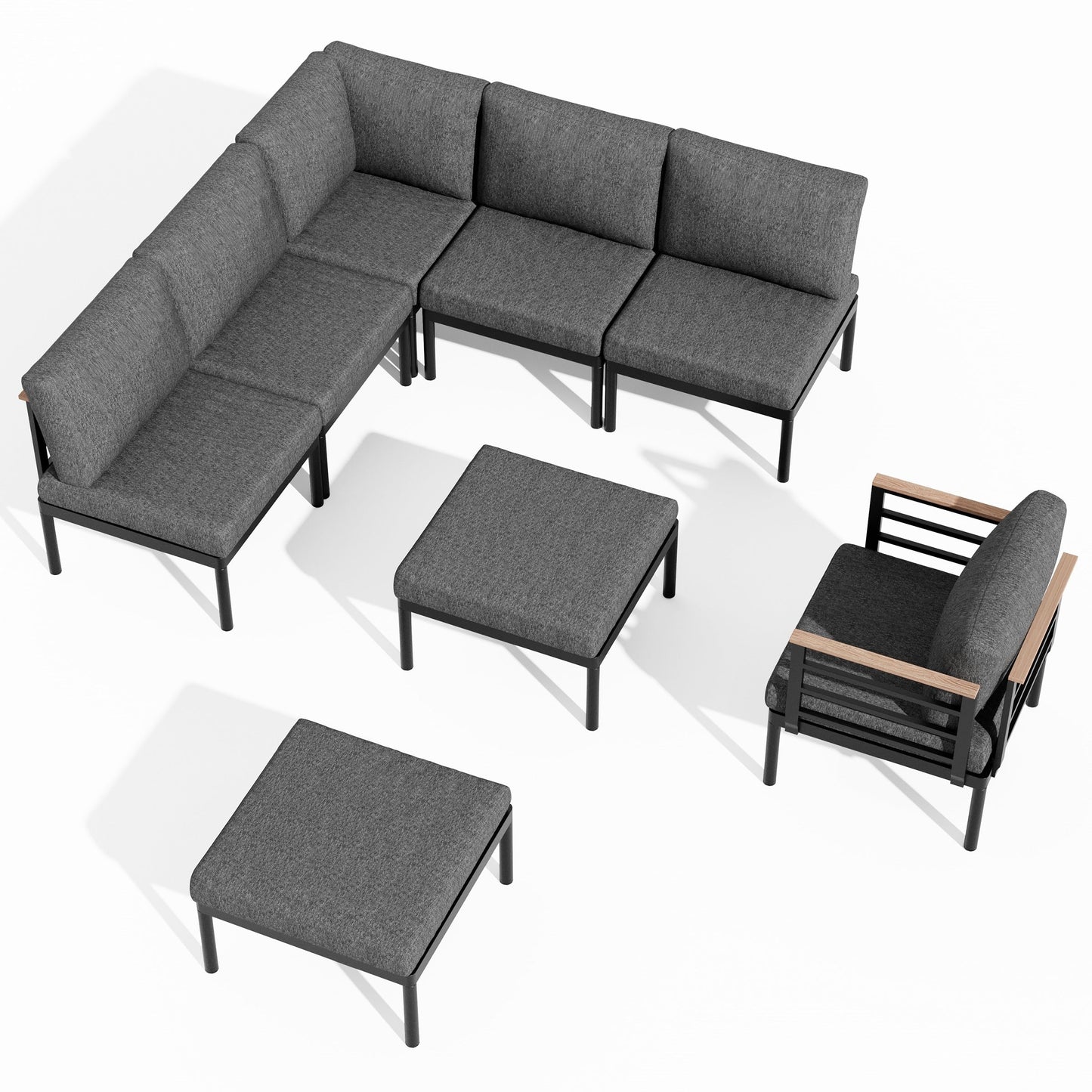 Set di mobili da giardino in alluminio da 6/7/8 pezzi, set di divani componibili per esterni moderni