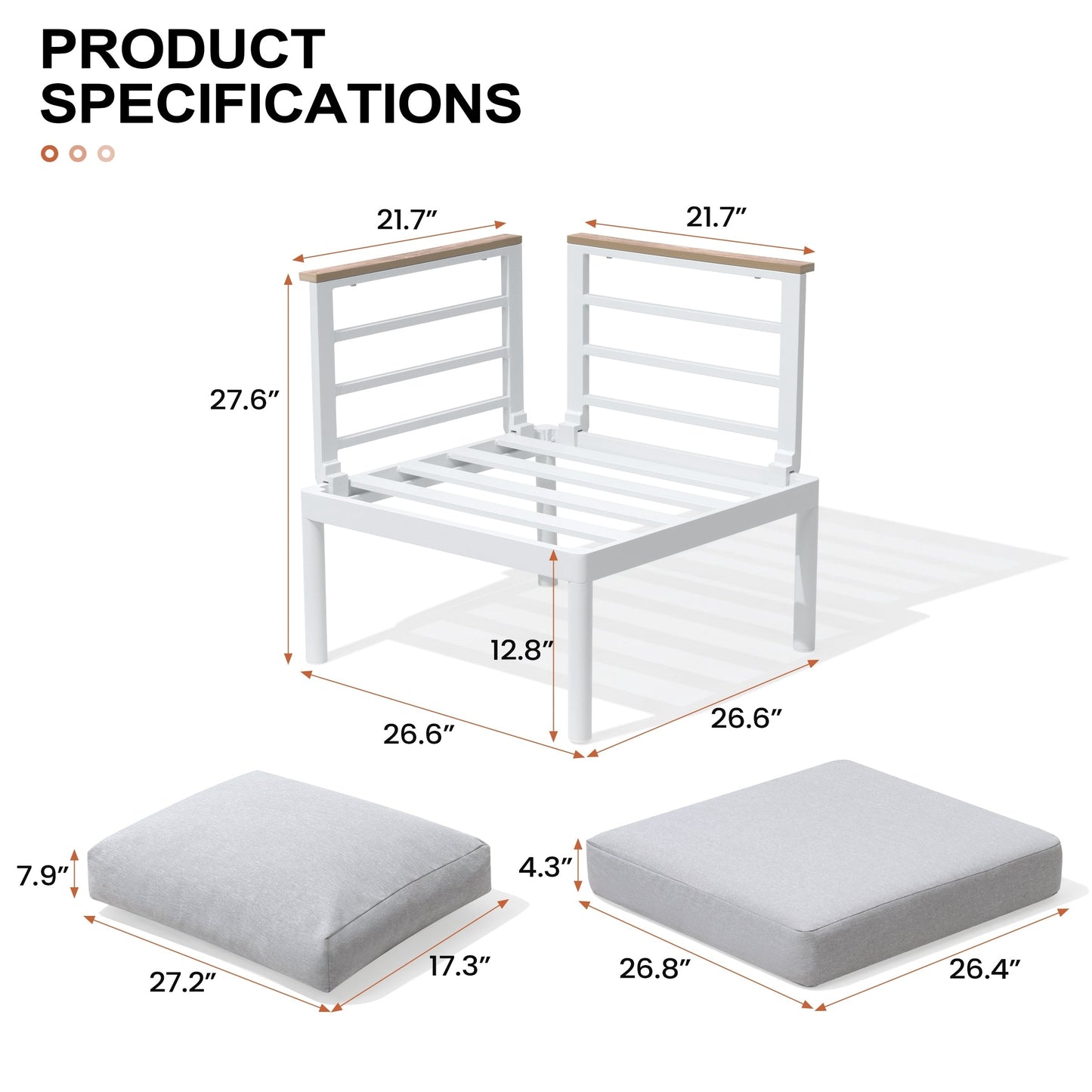 Set di mobili da giardino in alluminio da 6/7/8 pezzi, set di divani componibili per esterni moderni