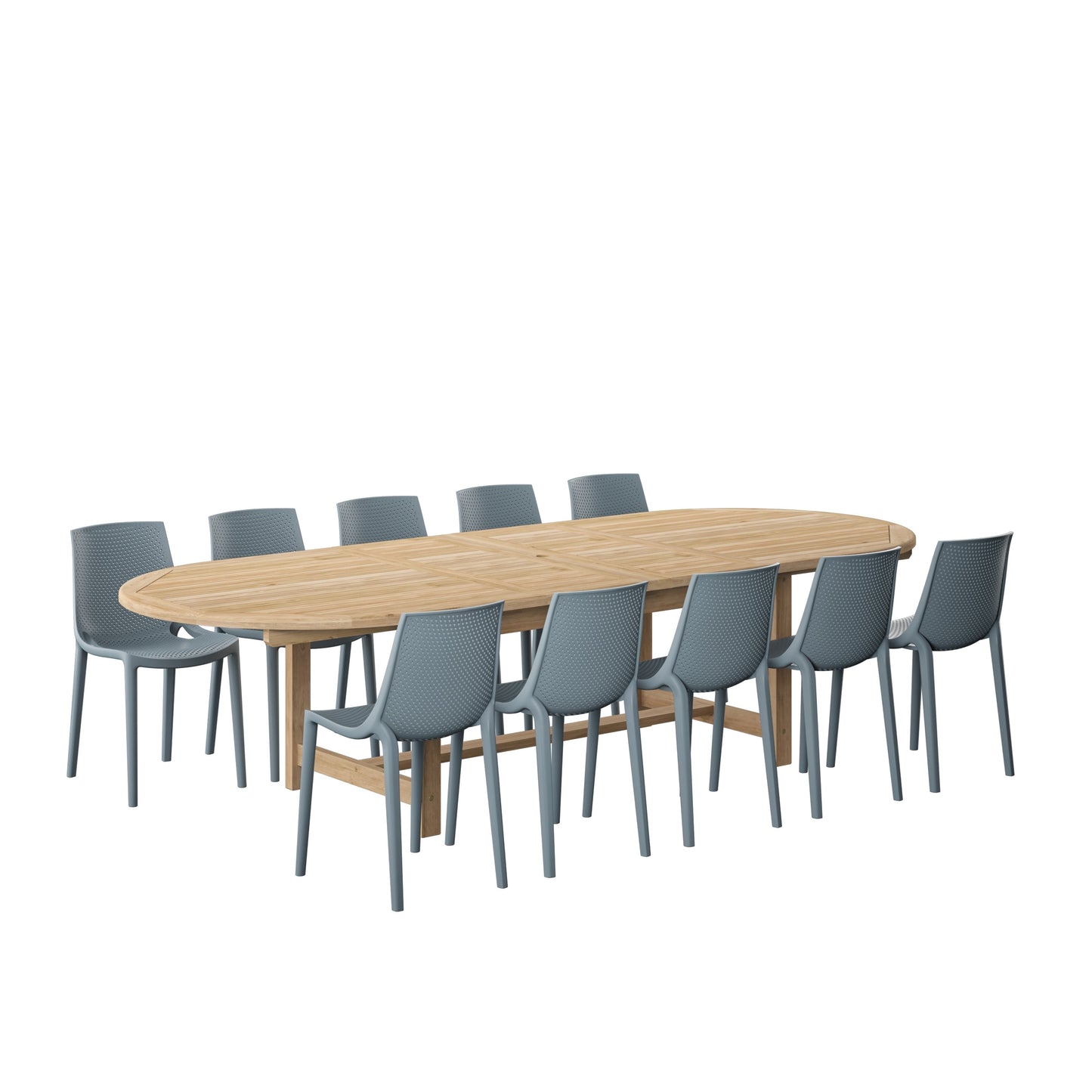 Set da pranzo per esterni Amazonia da 11 pezzi in teak e resina