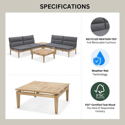 Amazonia Arnhou Set di 6 sedute da esterno in teak FSC per patio