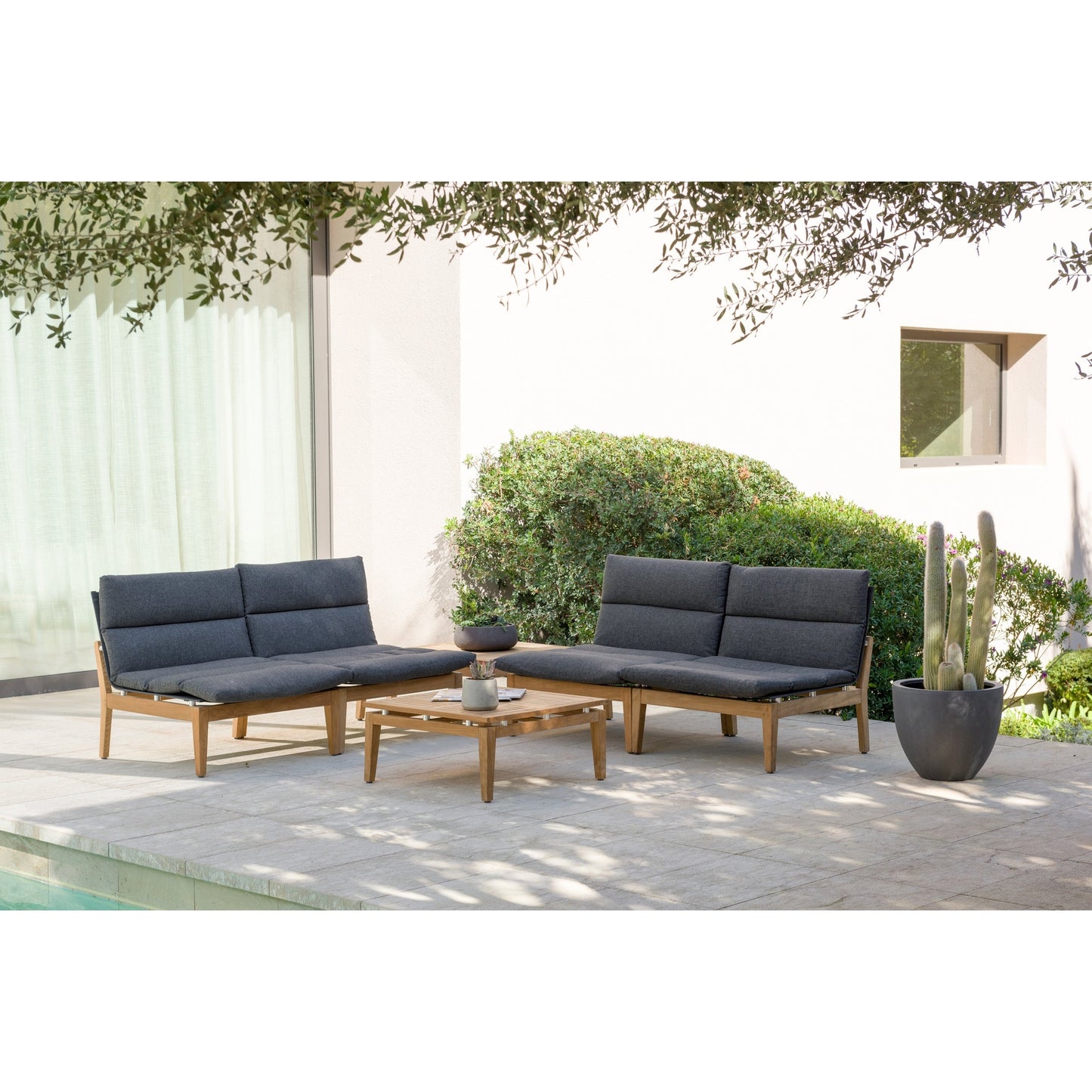 Amazonia Arnhou Set di 6 sedute da esterno in teak FSC per patio