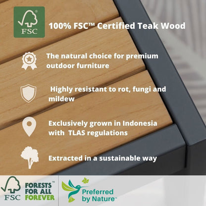 Amazonia Arnhou Set di 6 sedute da esterno in teak FSC per patio