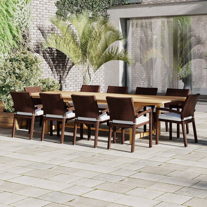 Amazonia Audrey 11 pezzi set da pranzo estensibile per patio esterno in legno FSC - 170 L x 100 P x 35 A