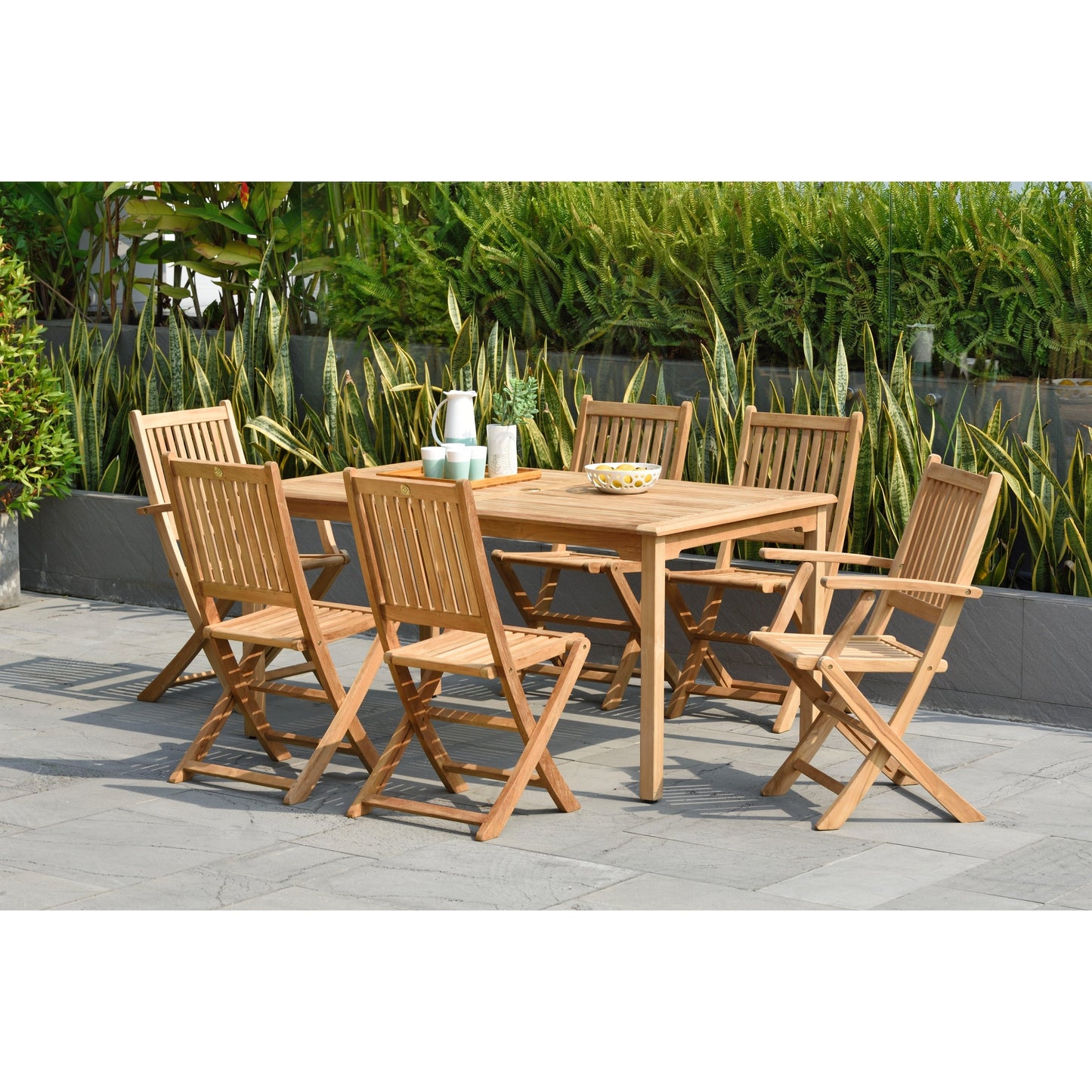 Set da pranzo rettangolare Amazonia Augusta Teak da 7 pezzi - 7 pezzi