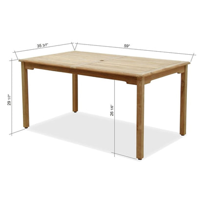 Set da pranzo rettangolare Amazonia Augusta Teak da 7 pezzi - 7 pezzi