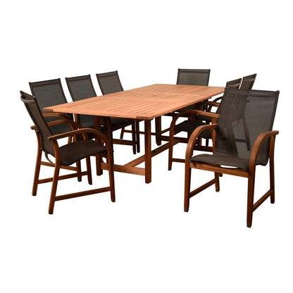 Set da pranzo per esterni Amazonia Cosmopolitan da 9 pezzi in legno FSC