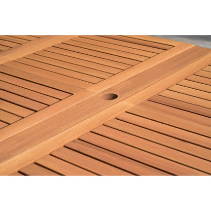 Set da pranzo rettangolare da patio Amazonia Deluxe Hawaii in legno/resina da 9 pezzi