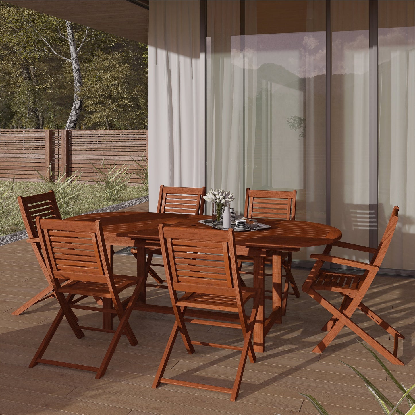 Set da pranzo estensibile da 7 pezzi per patio Amazonia