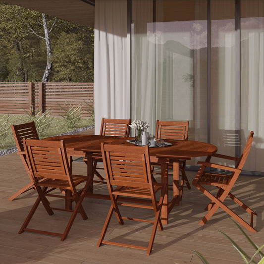 Set da pranzo estensibile da 7 pezzi per patio Amazonia