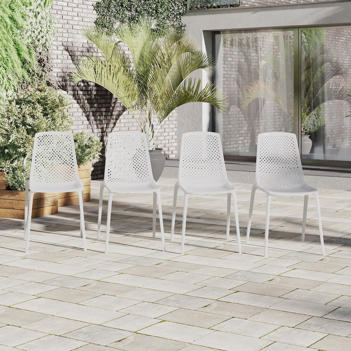 Set da pranzo per esterni da 9 pezzi in legno certificato FSC Amazonia Isra