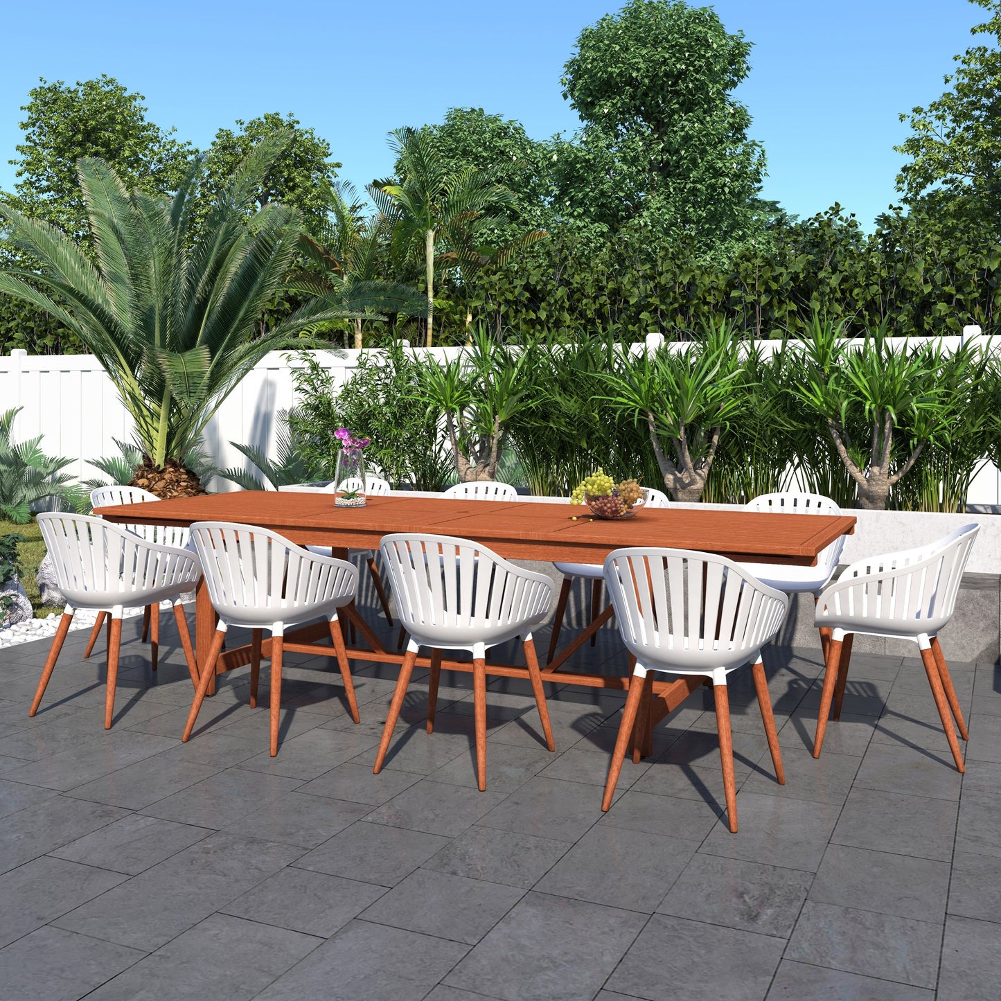 Set da pranzo per esterni da 11 pezzi in legno certificato FSC Amazonia Myers